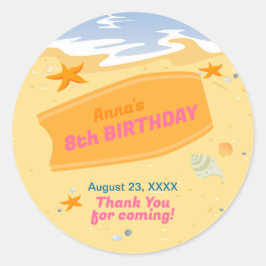 Bodyboard Girl Spaß Strand Geburtstagsparty Runder Aufkleber