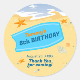Bodyboard Junge Spaß Strand Geburtstagsparty Runder Aufkleber