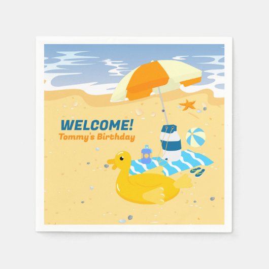 Bodyboard Junge Spaß Strand Geburtstagsparty Serviette (Vorderseite)