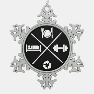 Bodybuiding Turnhallen-Motivation Schneeflocken Zinn-Ornament