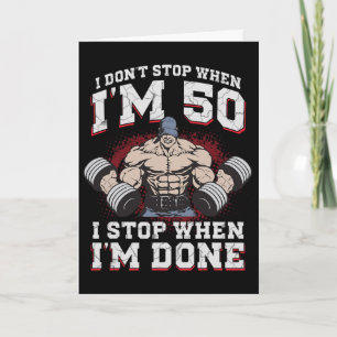 Bodybuilder 50er Geburtstag 50 Jahre alt Gym Worko Karte