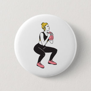 Bodybuilder Beintraining Mädchen Kettlebells Fitne Button