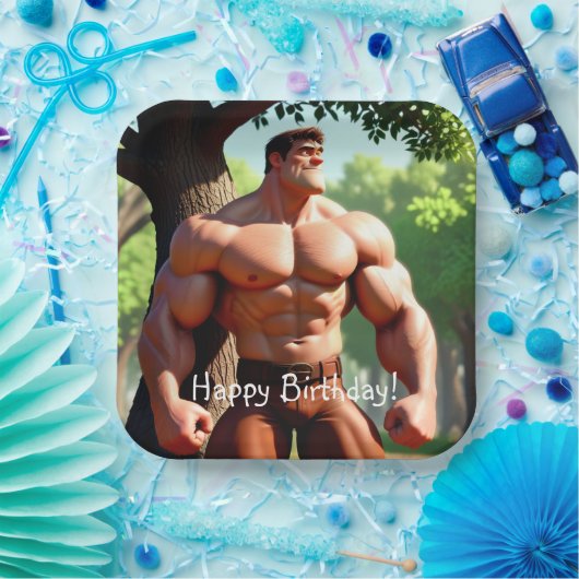 Bodybuilder Birthday Pappteller (Party)
