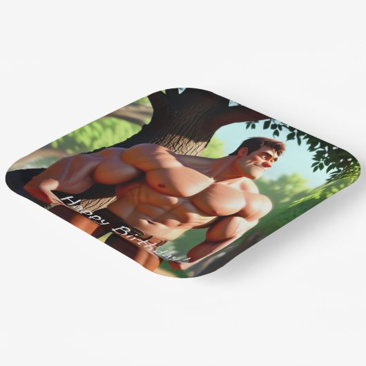 Bodybuilder Birthday Pappteller (Gewinkelt)
