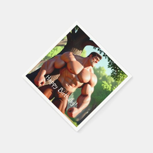 Bodybuilder Birthday Serviette (Ecke)