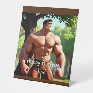Bodybuilder Birthday Sockelschild