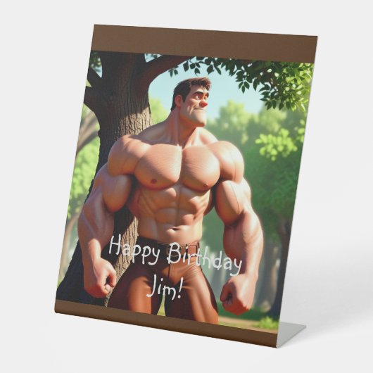 Bodybuilder Birthday Sockelschild (Vorderseite)