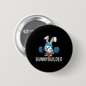 Bodybuilder Bunny Oaster Bunnybuilder Fitness Gym Button (Vorne & Hinten)