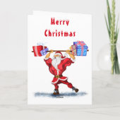 Bodybuilder Claus mit Funny Christmas Card Karte (Rückseite)
