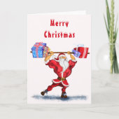 Bodybuilder Claus mit Funny Christmas Card Karte (Vorderseite)
