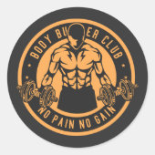 Bodybuilder Club Runder Aufkleber (Vorderseite)