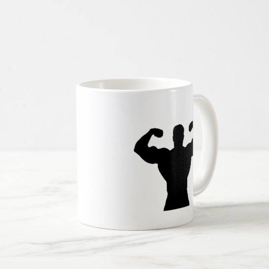 Bodybuilder, der Muskeln biegt Kaffeetasse (VorderseiteRechts)