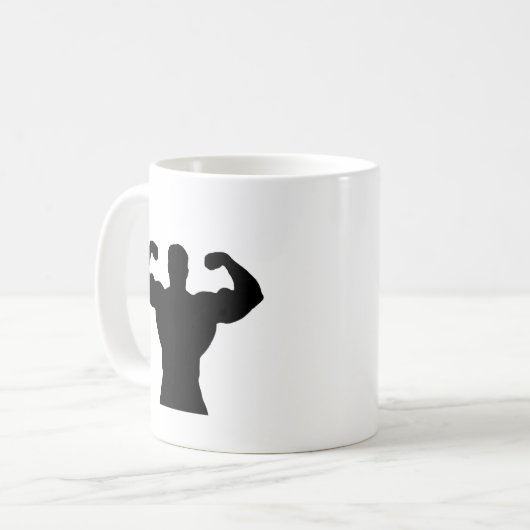 Bodybuilder, der Muskeln biegt Kaffeetasse (Vorderseite Links)