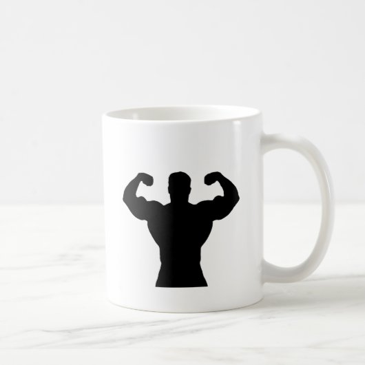 Bodybuilder, der Muskeln biegt Kaffeetasse (Rechts)