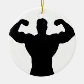 Bodybuilder, der Muskeln biegt Keramik Ornament (Vorne)