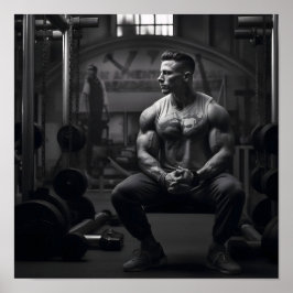 Bodybuilder, der zwischen Sets ruht Poster