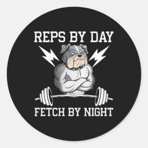 Bodybuilder Dog Lover Gym Wear Fitness Workout Bod Runder Aufkleber