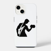 Bodybuilder Fitness Grafik Weiß iPhone Hülle
