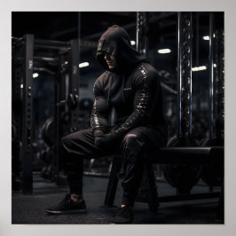 Bodybuilder Fokussiert auf den nächsten Aufzug Poster