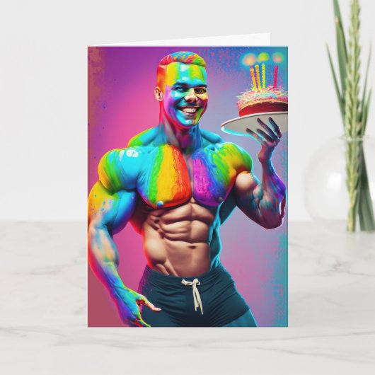 Bodybuilder Gay Birthday Karte (Vorderseite)