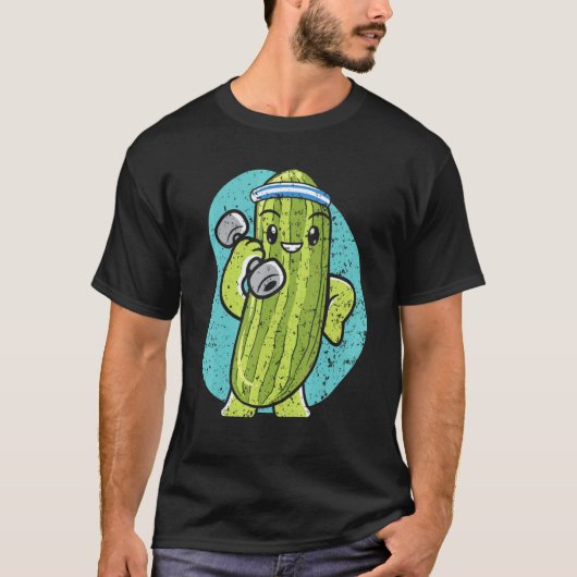 Bodybuilder Gurke Gemüse Pflanze Vegetarier Ve T-Shirt (Vorderseite)