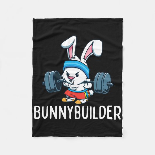 Bodybuilder Hase Ostern Bunnybuilder Fitness Gym Fleecedecke (Vorderseite)