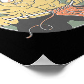 Bodybuilder Man Knitting Bodybuilding Cartoon Poster (Ecke)