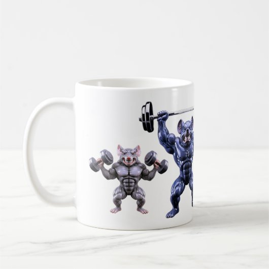 Bodybuilder-Maus Glänzendes Fitnessstudio-Training Kaffeetasse (Links)