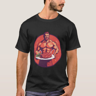 Bodybuilder mit Steak Bodybuilder Grillen T-Shirt