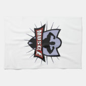 Bodybuilder-Muskel-Logo Geschirrtuch (Horizontal)