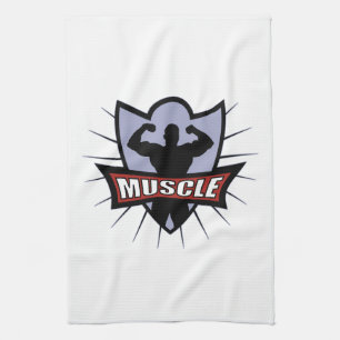 Bodybuilder-Muskel-Logo Geschirrtuch