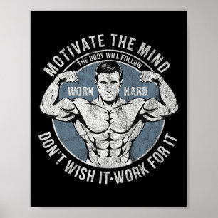 Bodybuilder Old School Vintag 80er Weight Sports B Poster