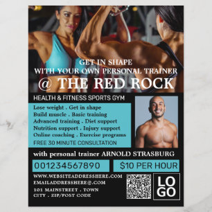 Bodybuilder, Personal Trainer, Gymnastikwerbung Flyer