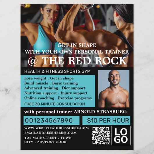 Bodybuilder, Personal Trainer, Gymnastikwerbung Flyer (Vorne)