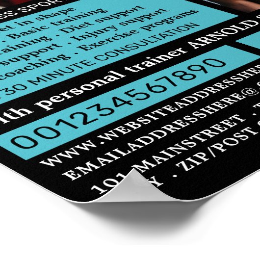 Bodybuilder, Personal Trainer, Gymnastikwerbung Poster (Ecke)