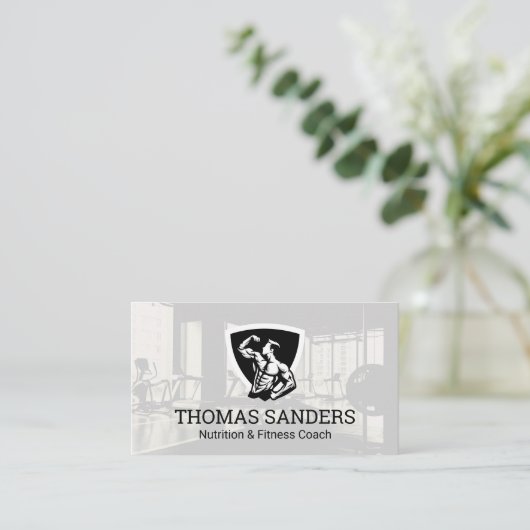 Bodybuilder-Pose Flexing | Gym Visitenkarte (Stehend Vorderseite)