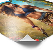 Bodybuilder-Power in Leopardenhaut Fotodruck (Ecke)