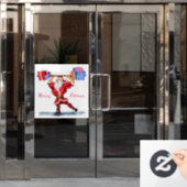 Bodybuilder Santa Claus mit Weihnachtsgeschenke Sp Fensteraufkleber (Büro Tür)
