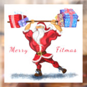 Bodybuilder Santa Claus mit Weihnachtsgeschenke Sp Fensteraufkleber (Blatt 2)