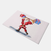 Bodybuilder Santa Claus mit Weihnachtsgeschenken - Fußmatte (Schrägansicht)