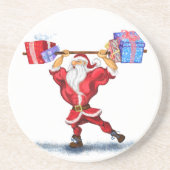Bodybuilder Santa Claus mit Weihnachtsgeschenken - Getränkeuntersetzer (Vorne)