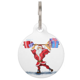 Bodybuilder Santa Claus mit Weihnachtsgeschenken - Haustiermarke
