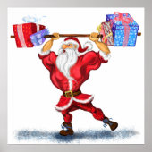 Bodybuilder Santa Claus mit Weihnachtsgeschenken - Poster (Vorne)