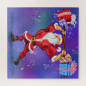 Bodybuilder Santa Claus mit Weihnachtsgeschenken - Puzzle (Horizontal)