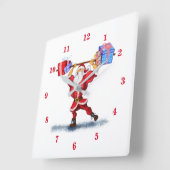 Bodybuilder Santa Claus mit Weihnachtsgeschenken - Quadratische Wanduhr (Winkel)