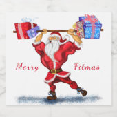 Bodybuilder Santa Claus mit Weihnachtsgeschenken - Schaumweinetikett (Einzelnes Label)
