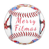 Bodybuilder Santa Funny Christmas Baseball (Vorderseite)