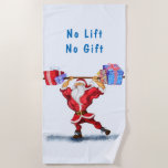 Bodybuilder Santa Funny Christmas Beach Handtuch<br><div class="desc">Funny Beach Handtücher mit Bodybuilder Santa Claus mit Weihnachtsgeschenken - Fun Cartoon Malerei Funny Collection - Wählen / Fügen Sie Ihren einzigartigen Text / Name / Farbe - Make Your Special Beach Towel Gift - Neu vergrössern und verschieben oder entfernen und fügen Sie Elemente / Text mit Anpassungstool! Malerei und...</div>