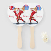 Bodybuilder Santa Funny Christmas Hand Fans Fächer (Vorne und Hinten)