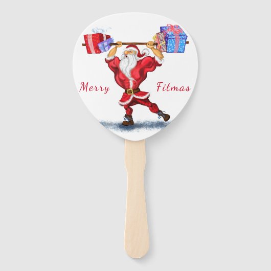 Bodybuilder Santa Funny Christmas Hand Fans Fächer (Vorderseite)